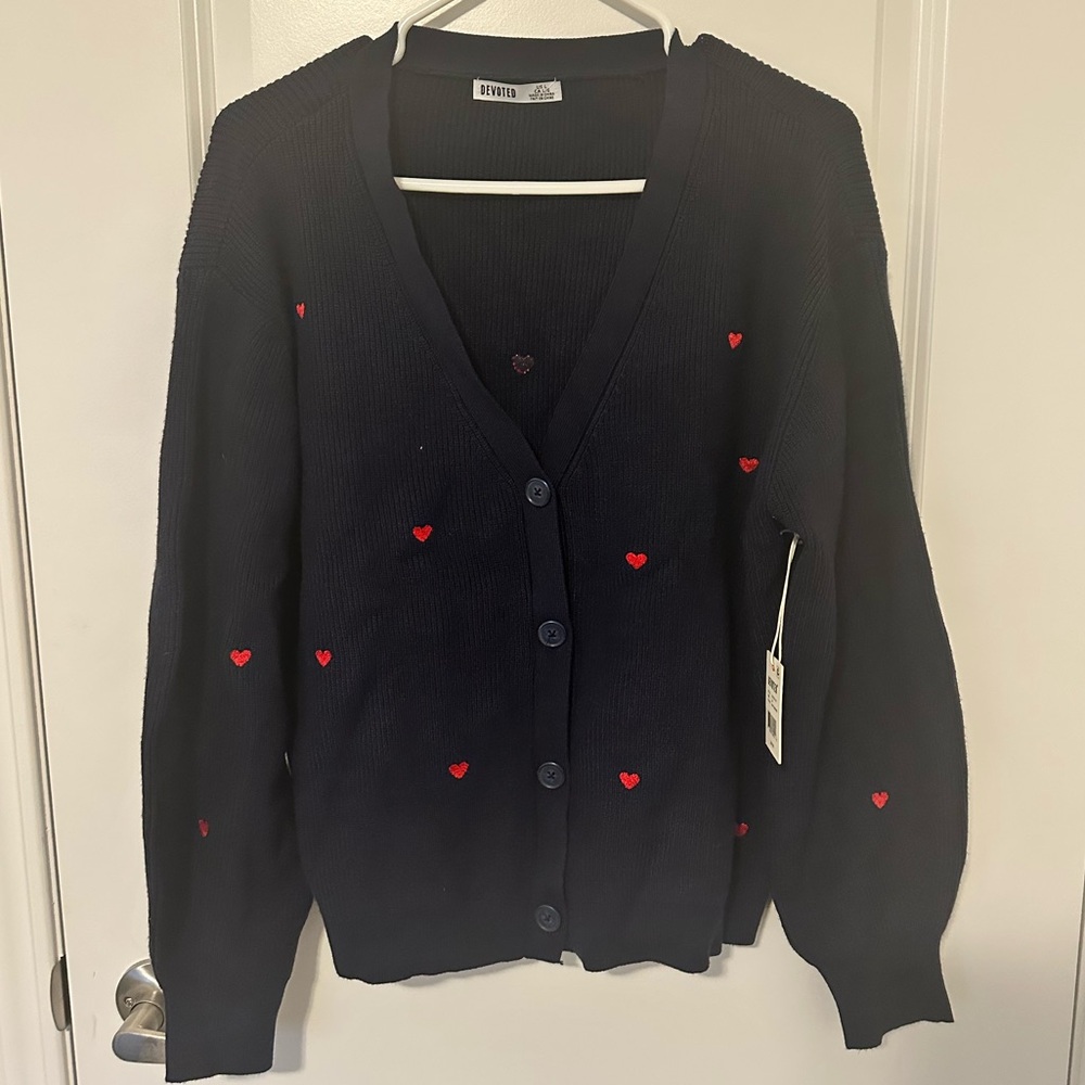 Heart Embroidered Cardigan Sweater - Cozy fall 🍂